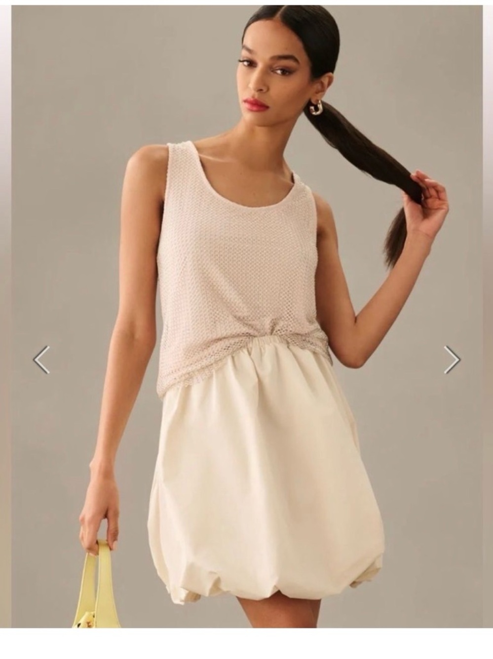 Anthropologie Light Beige/Ivory Sparkle Mesh Tank Top